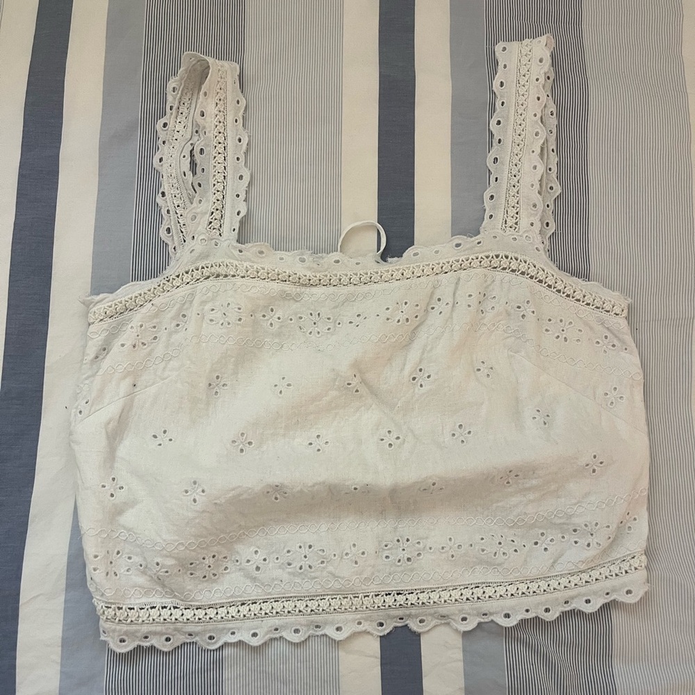 Abercrombie & Fitch White Eyelet Lace Top